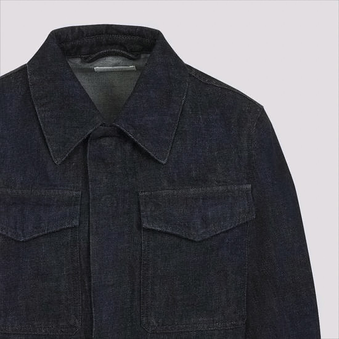 Lemaire Structured Cropped Denim Jacket With Pointed Collar