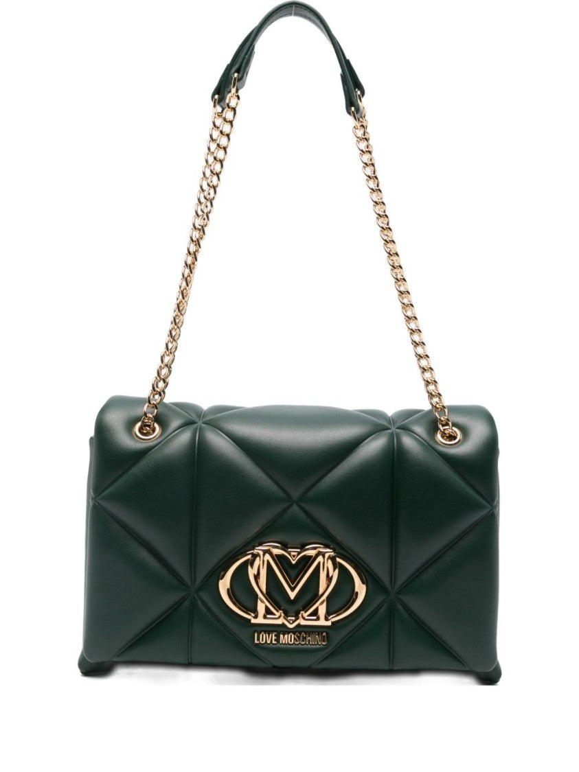 Love Moschino Quilted Green Shoulder Bag