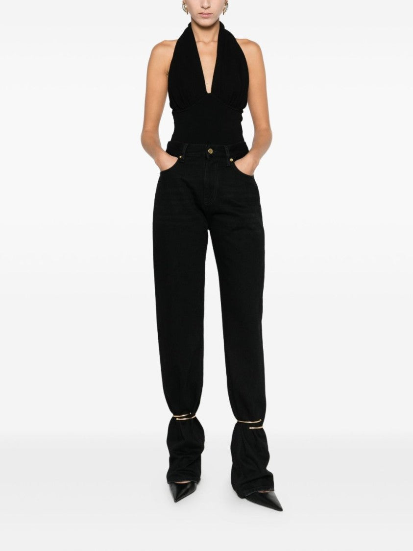 Darkpark High-Waisted Black Jeans With Gathered Hems