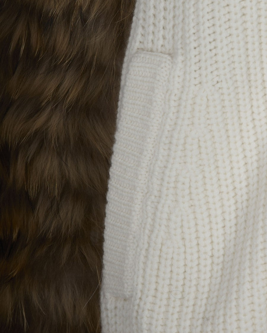 P.A.R.O.S.H. Cream Fur-Sleeve Detail Jacket