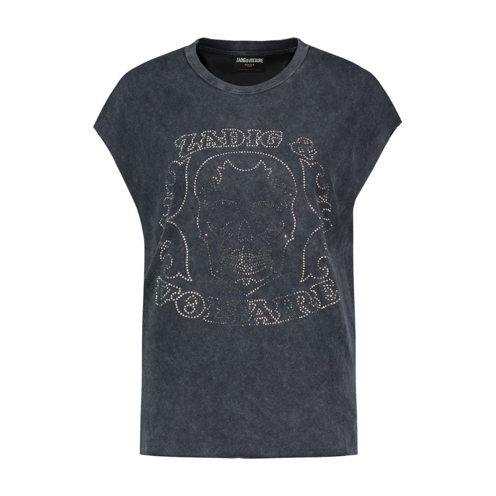 Zadig & Voltaire Cloe Hc Skull Strass T-Shirt - Cotton - Blue