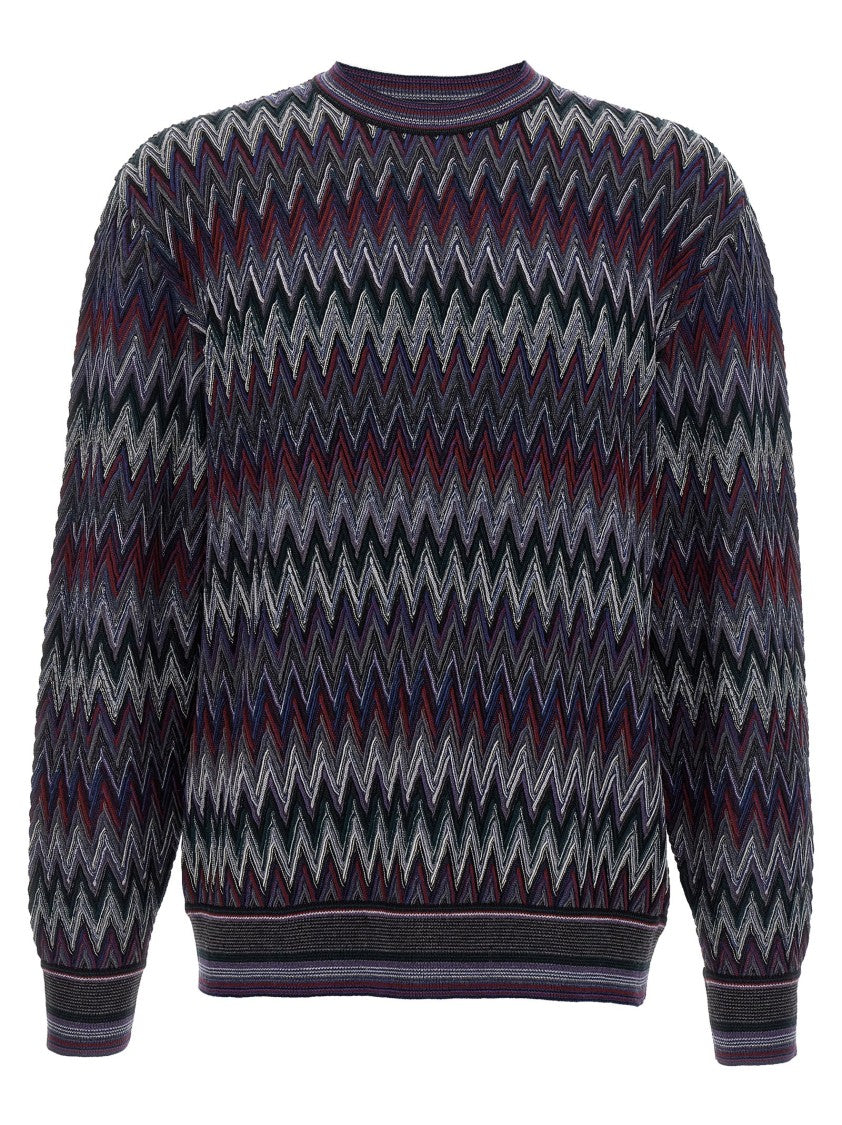 Missoni Zigzag Pattern Wool Sweater With Crew Neck