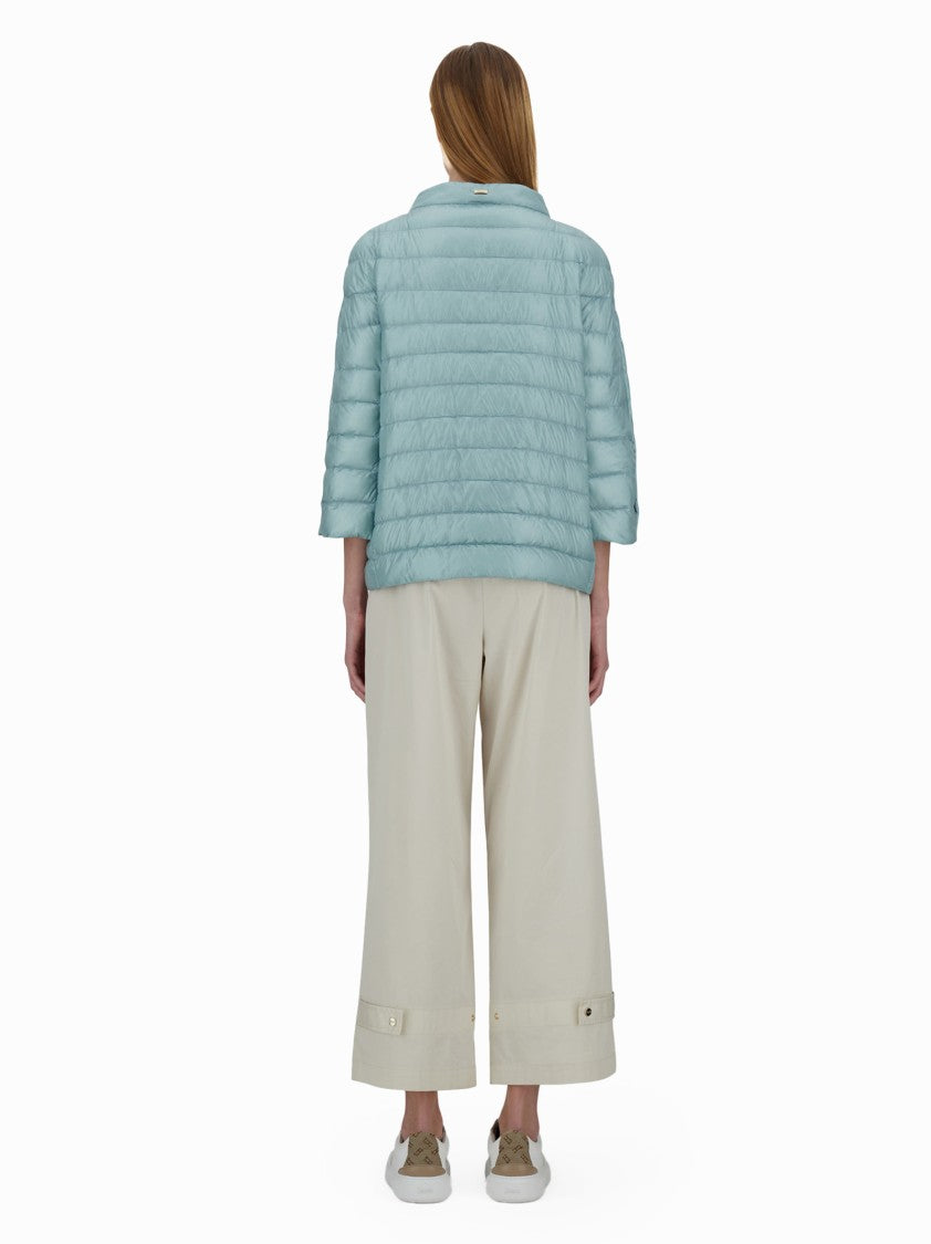 Herno Three-Quarter Sleeves Light Blue Down Jacket