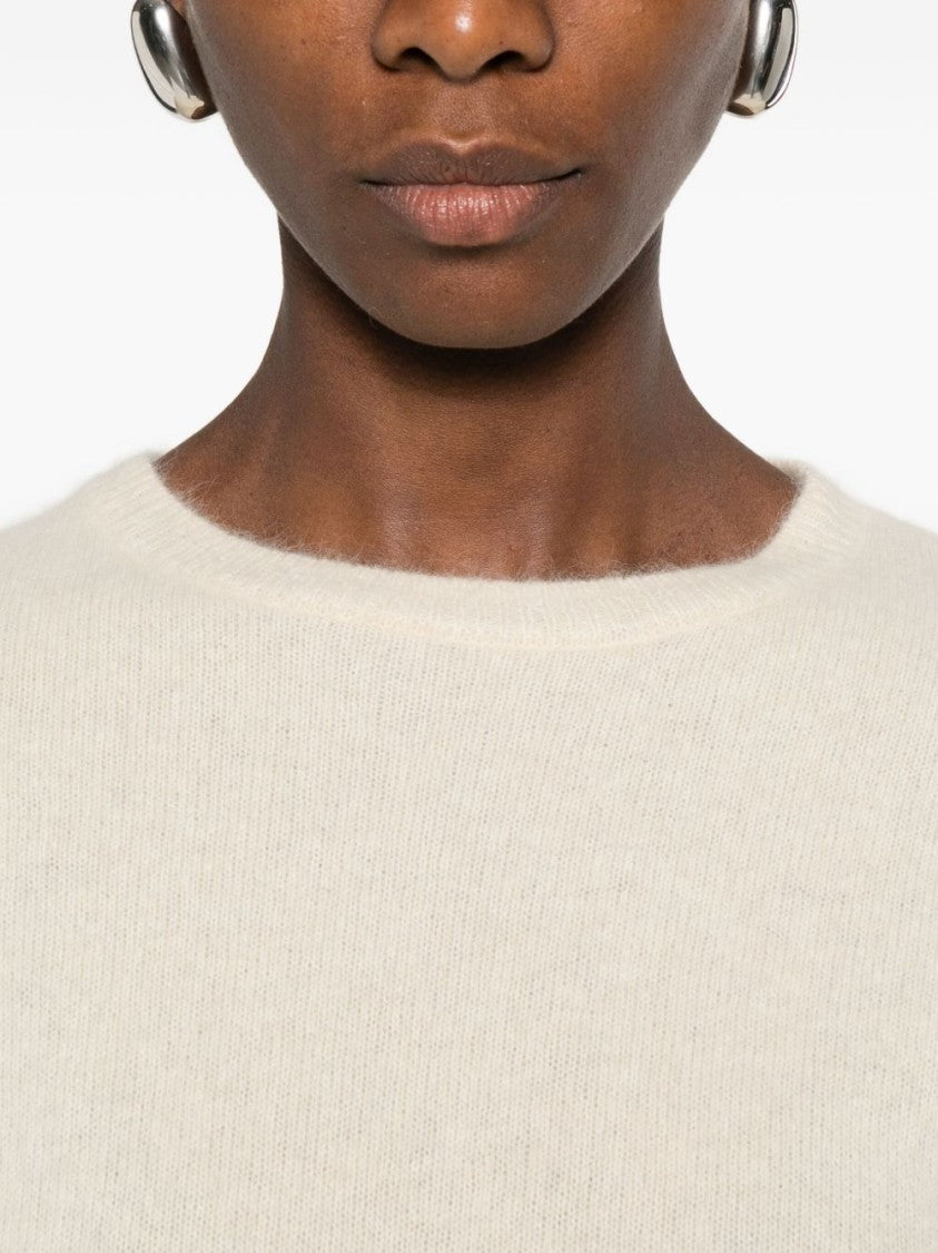 Majestic Filatures Long-Sleeved White Wool Blend Sweater