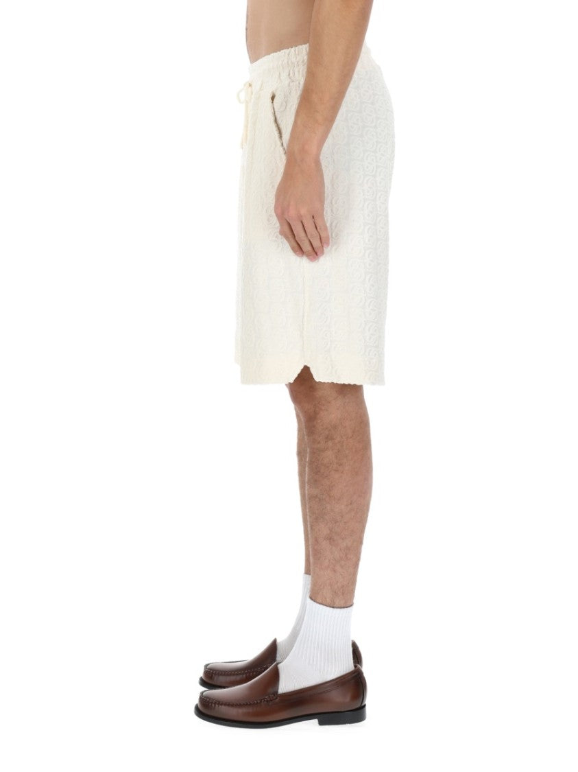 Drôle De Monsieur Monogramme Cotton Drawstring Casual Shorts