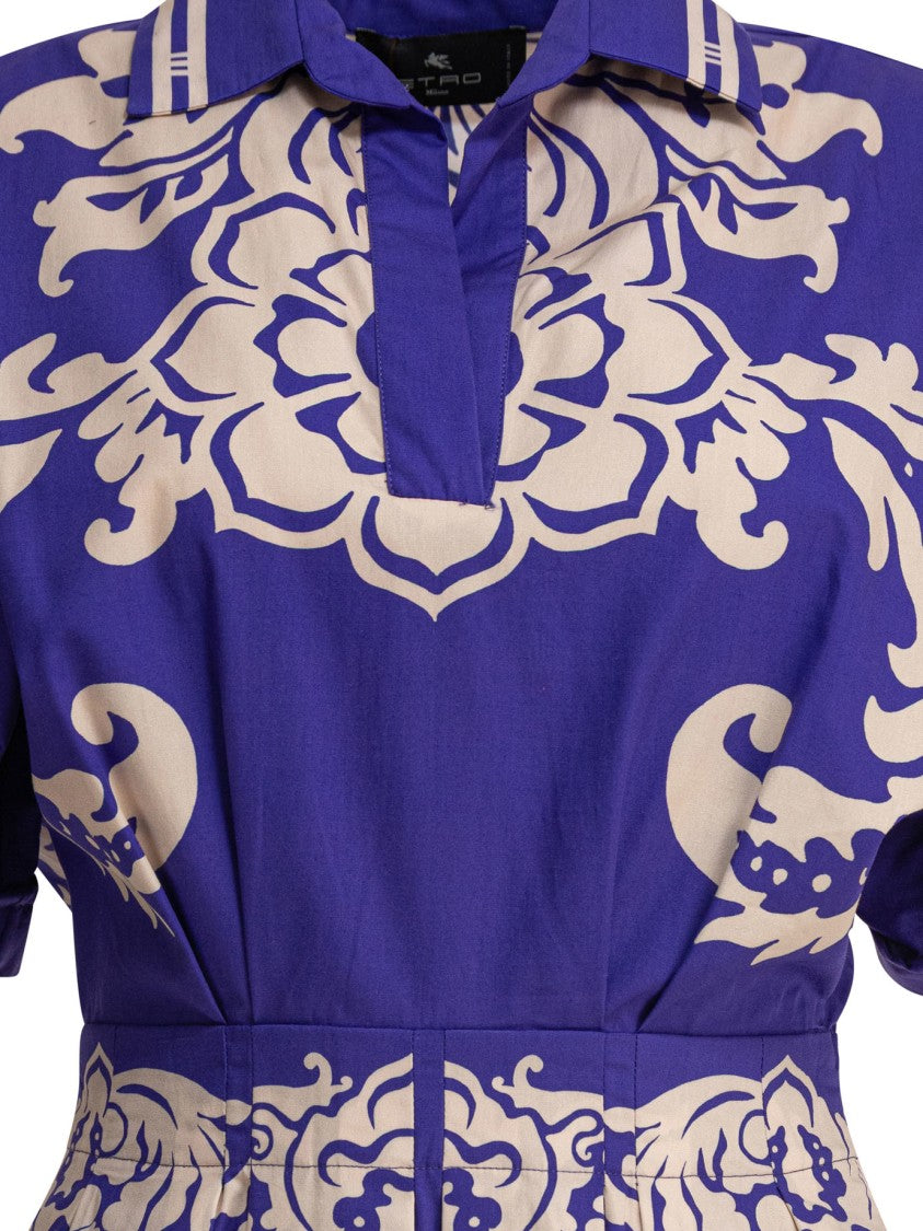 Etro Blue Cotton A-Line Dress