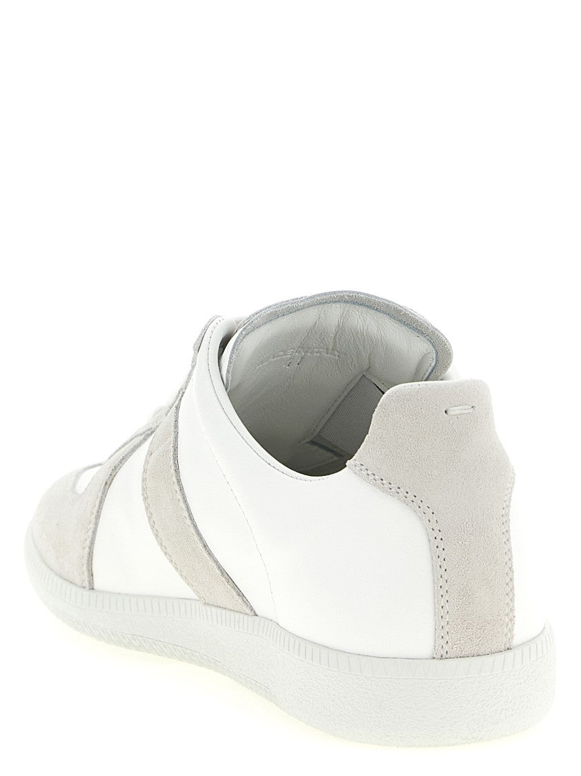 Maison Margiela Tone-On-Tone Nappa Leather And Suede Low-Top Sneakers