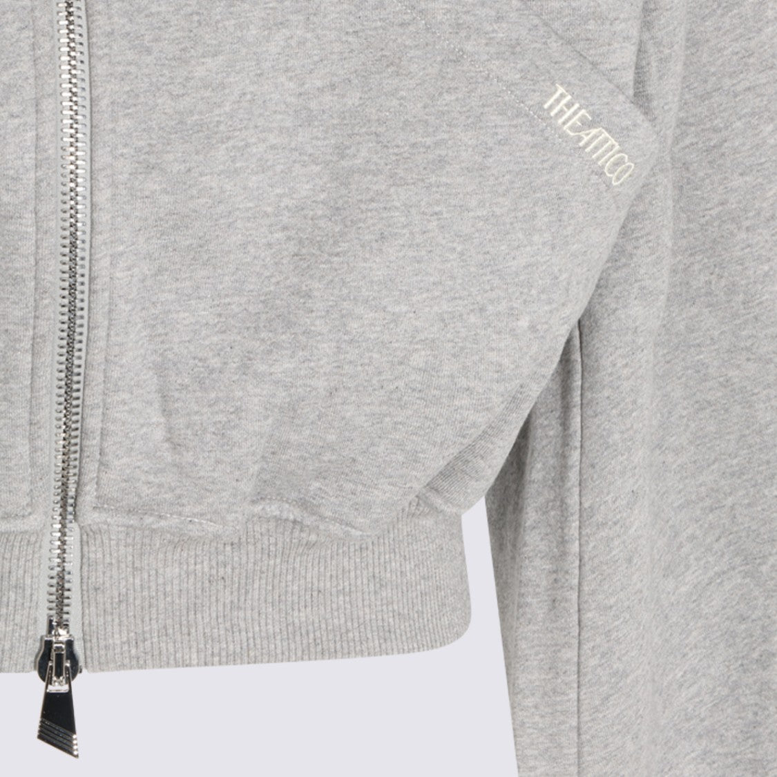 The Attico Heather Grey Hoodie With Fitted Ribbed Waistband And Cuffs