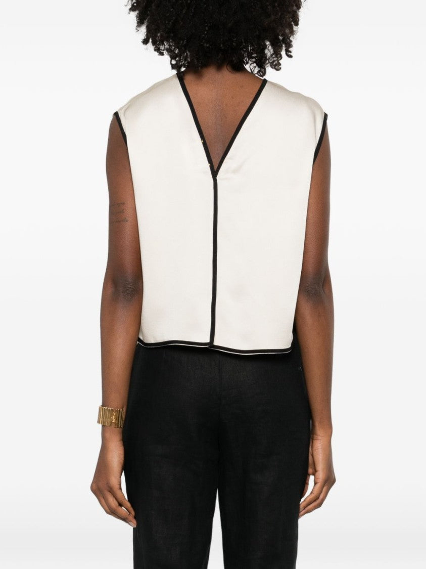 Forte Forte Boxy Cropped Sleeveless Top With Contrasting Piping