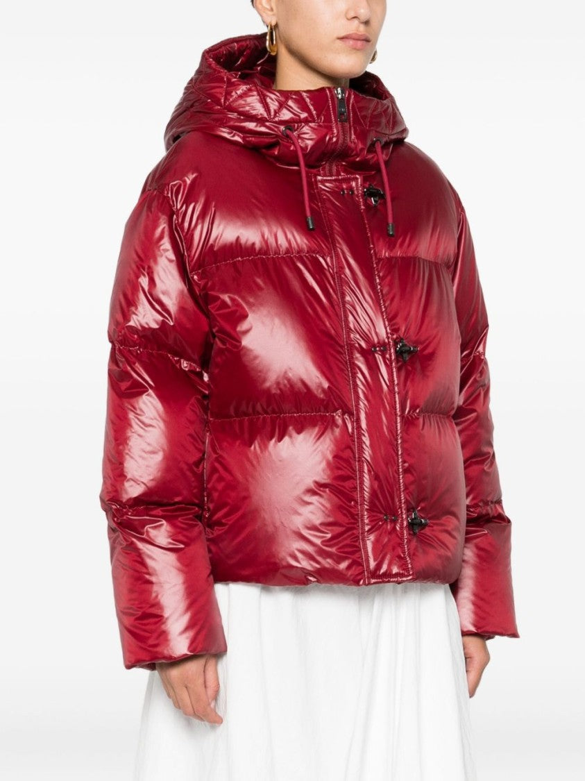 Fay Cropped Red Puffer Jacket With Hood