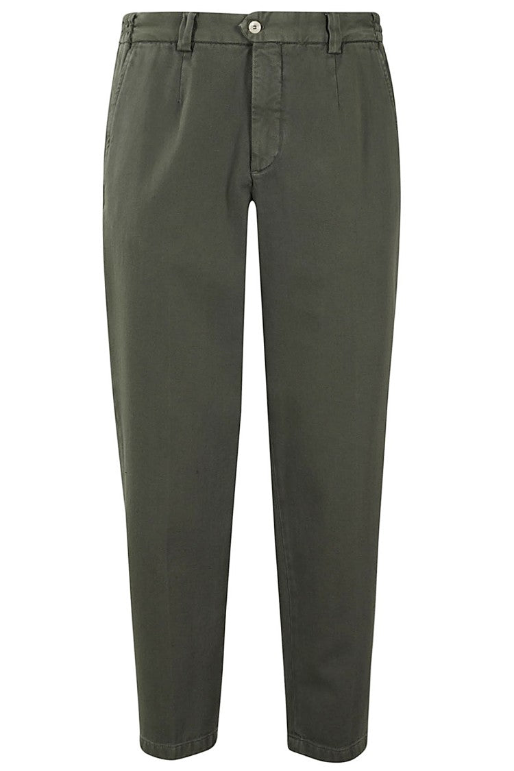 Briglia Military Green Cotton Twill Carrot Leg Pants