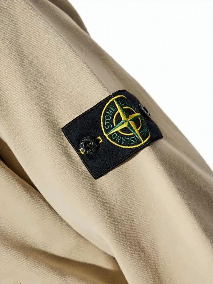 Stone Island Black Organic Cotton Ribbed Cuffs Hoodie