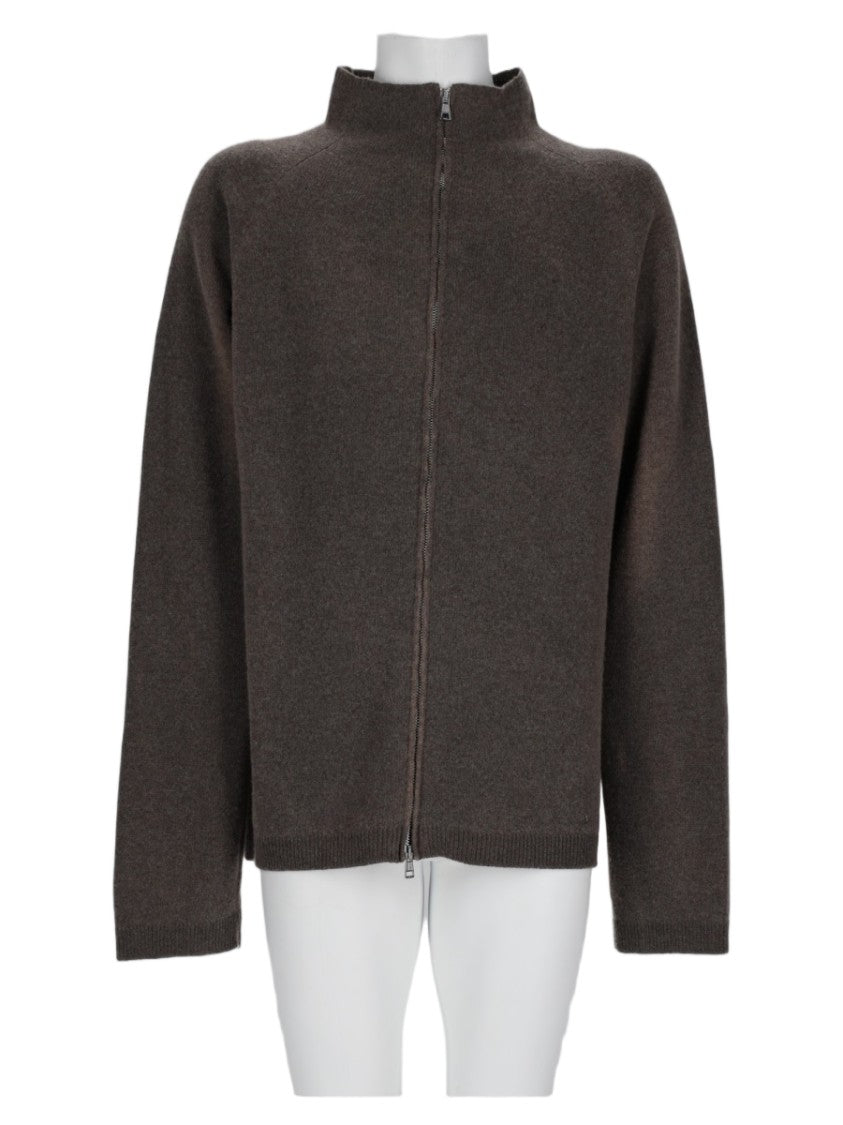 Our Legacy Knitted Grey Merino Wool Sweater With High Collar
