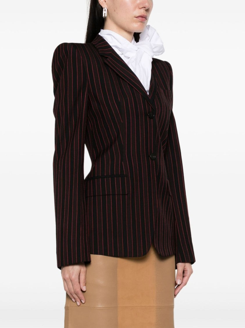 Alexander Mcqueen Tailored Black Blazer With Pinstripe Detail
