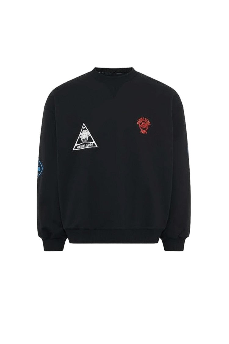 Marine Serre Long-Sleeve Sweatshirt With Embroidered Patches And Ribbed Cuffs
