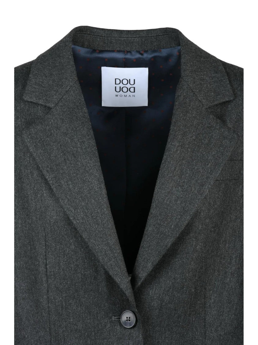 Douuod Tailored Grey Jacket With Classic Button Closure And Refined Finish
