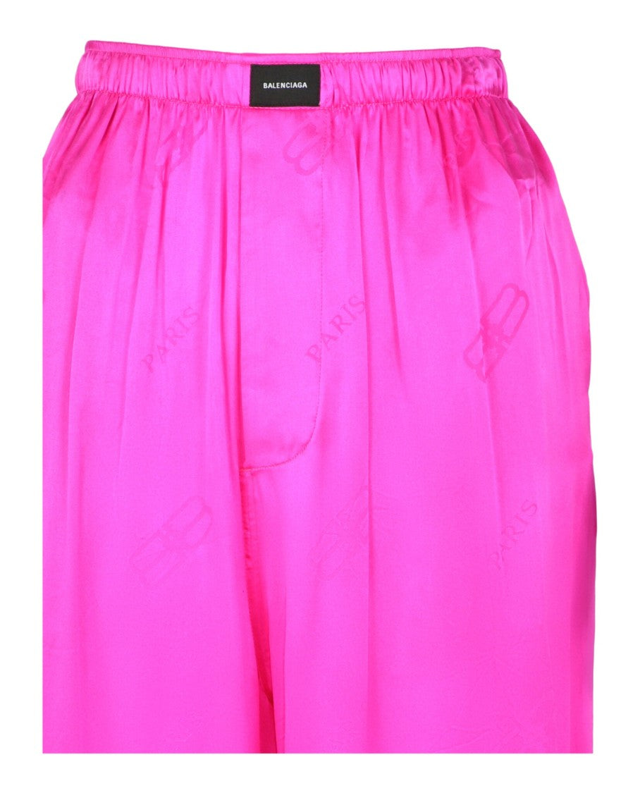 Balenciaga Silk Pyjama Pants With High-Rise Waist And Subtle Logo Design