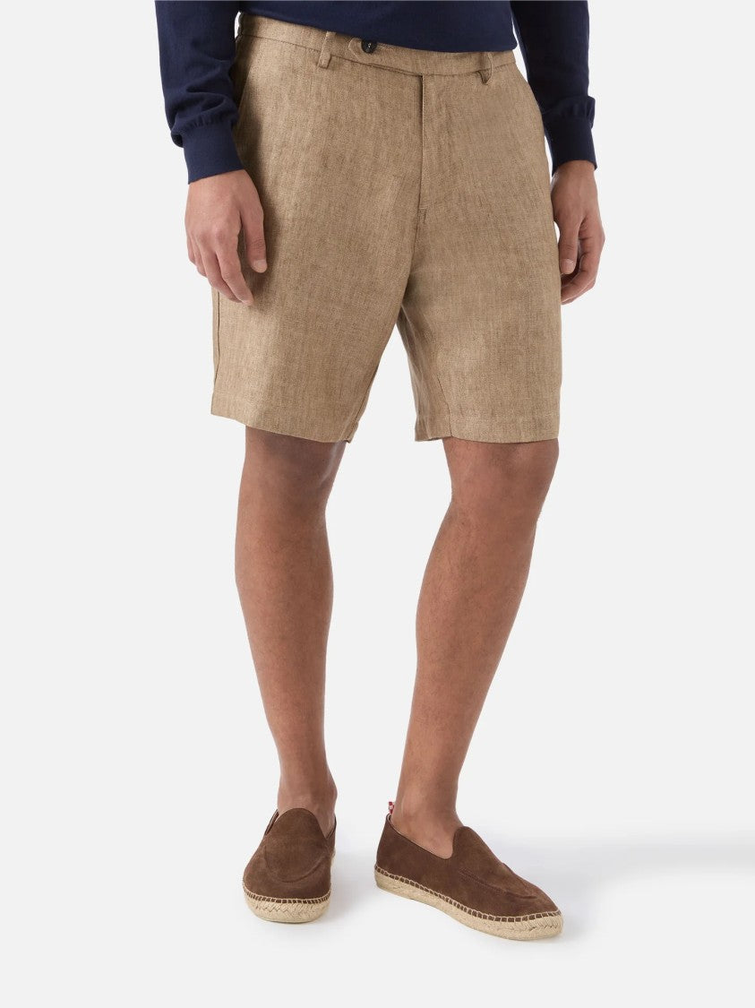 Mc2 Saint Barth Tailored Beige Shorts With Flat Front