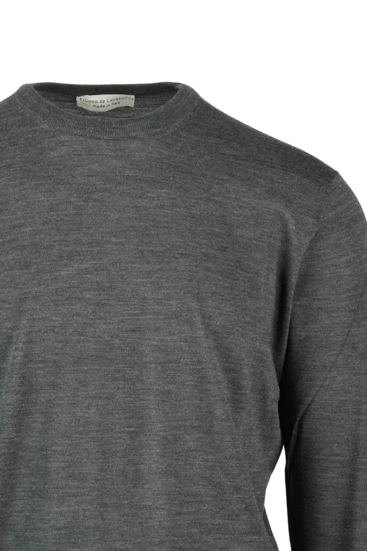Filippo De Laurentiis Grey Merino Wool Men's Crewneck Sweater