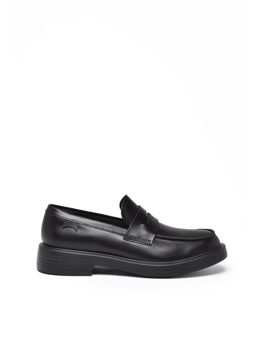 Camper Black Leather Dean Loafers