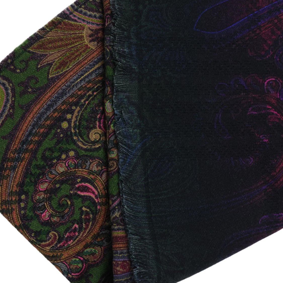 Etro Multicolor Paisley Silk Fringed Edge Scarf