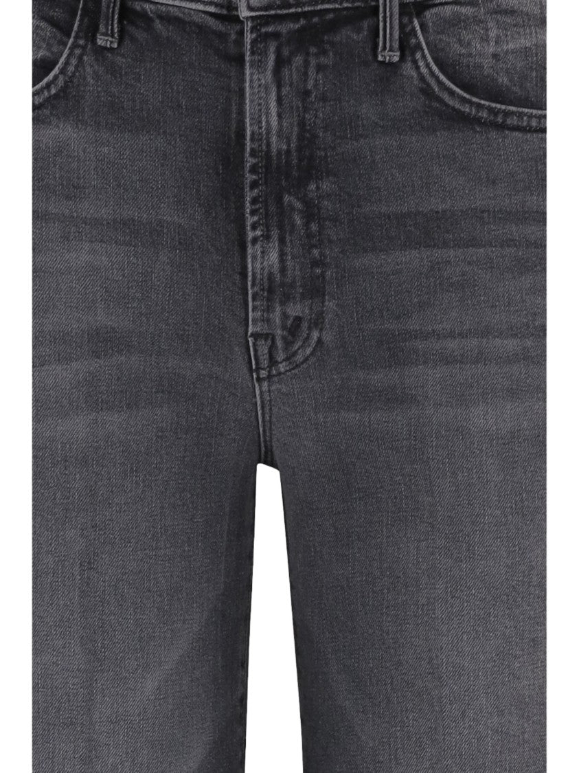 Mother Dark Gray Stretch Cotton Jeans With Classic Five-Pocket Design
