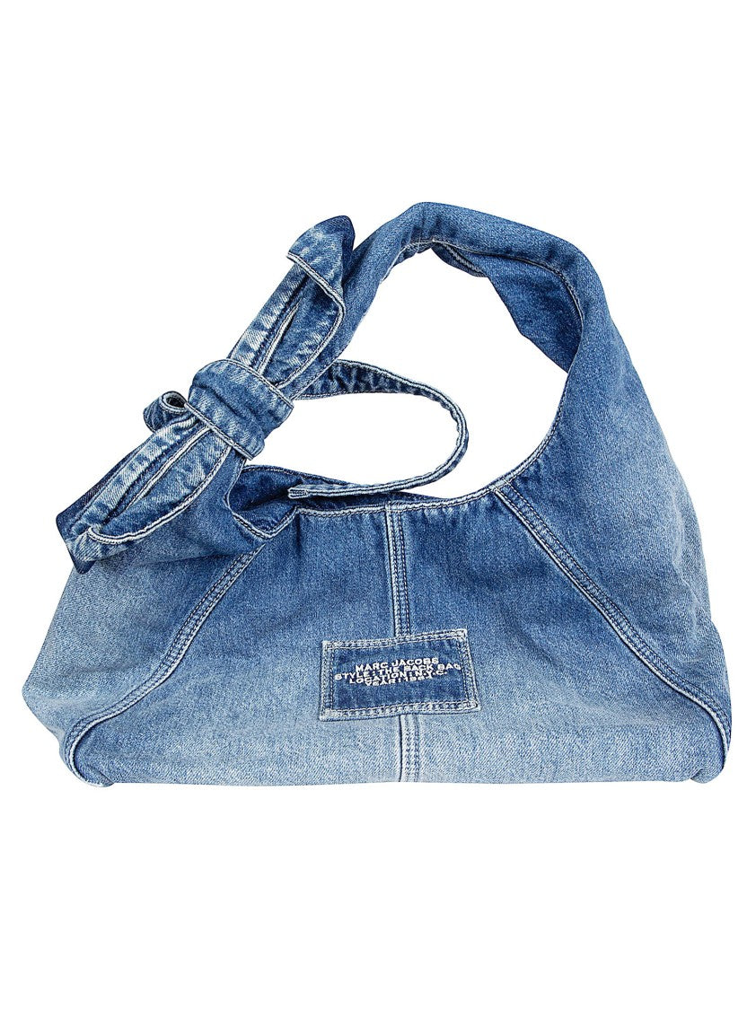 Marc Jacobs Denim Slouchy Bag With Tubular Handle And Embossed Logo