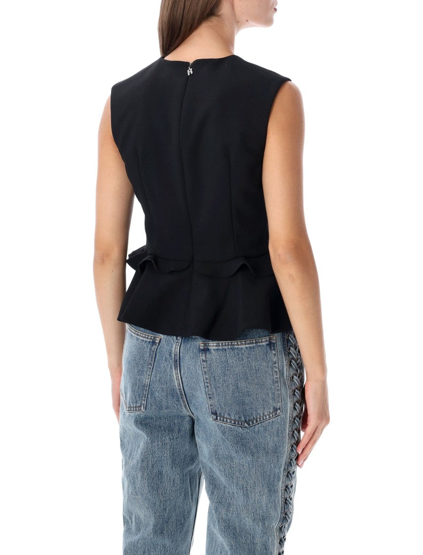Rotate Flower Deep V-Neck Peplum Tank Top
