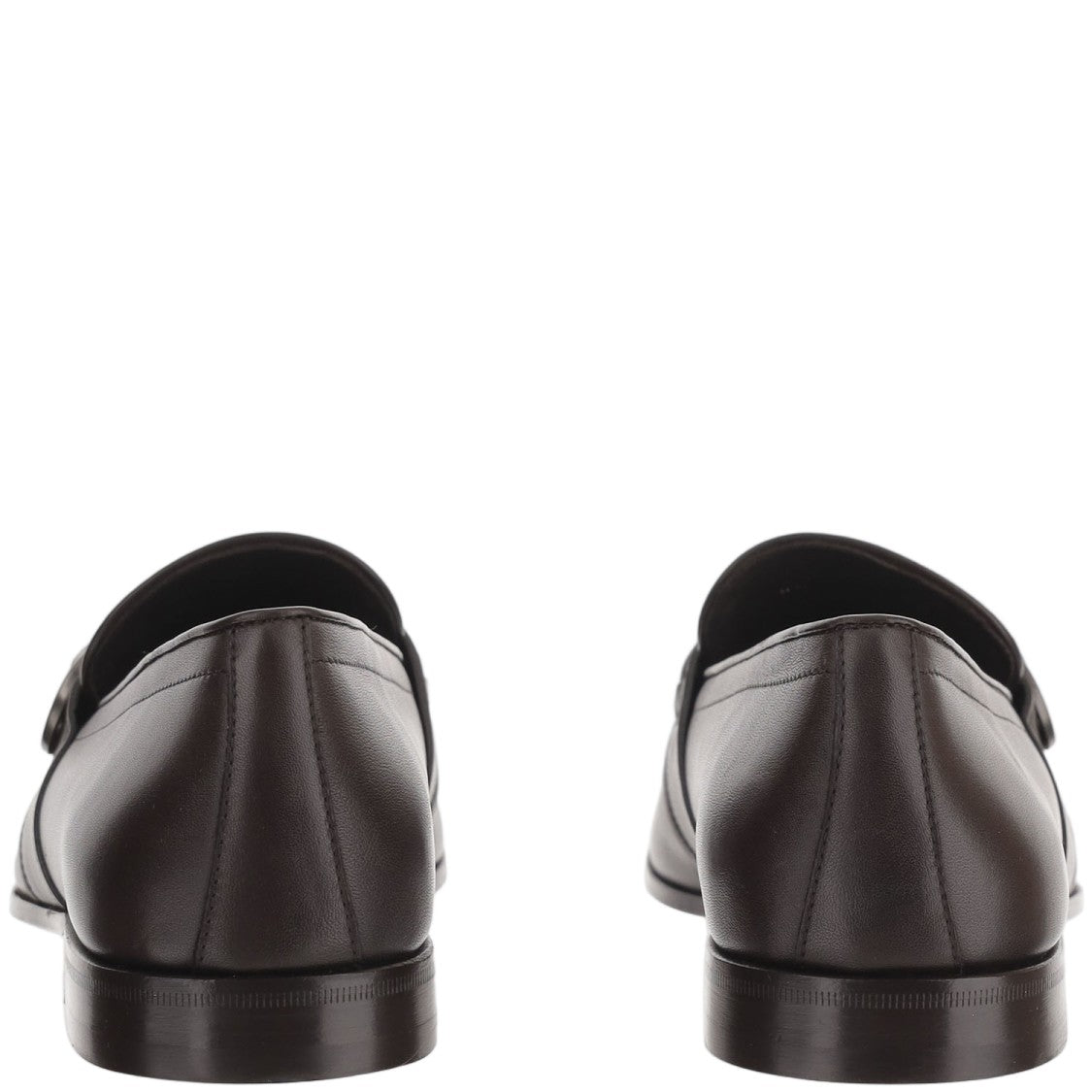 Salvatore Ferragamo Dark Brown Tubular Hook Detail Leather Loafers