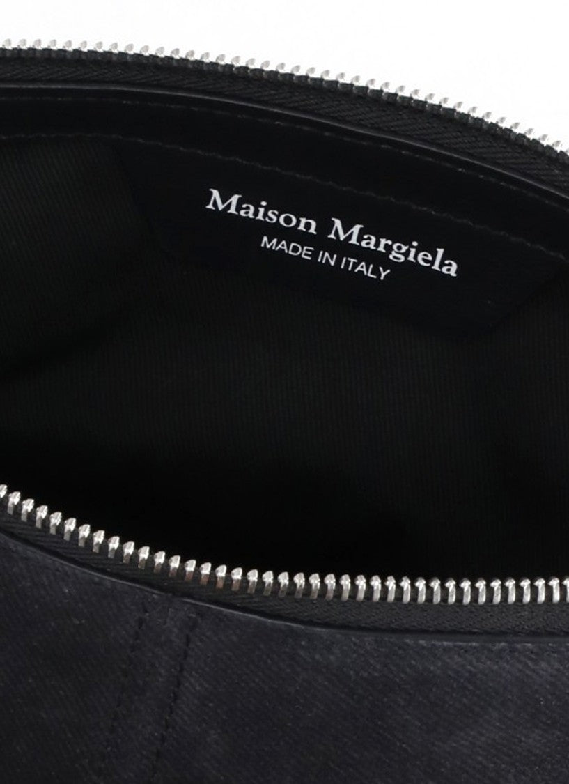 Maison Margiela Black Exposed Stitching Leather Top-Handle Bag
