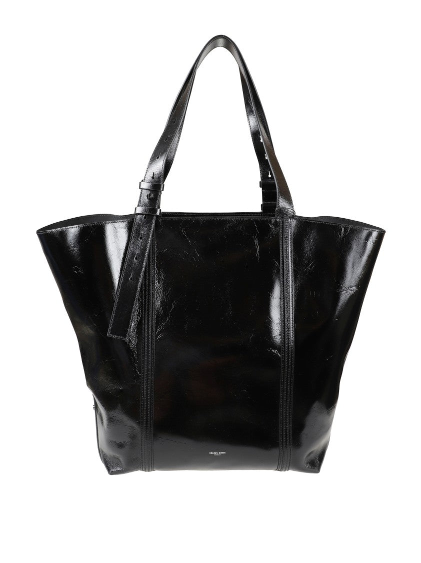 Golden Goose Glossy Black Tote Bag With Structured Silhouette
