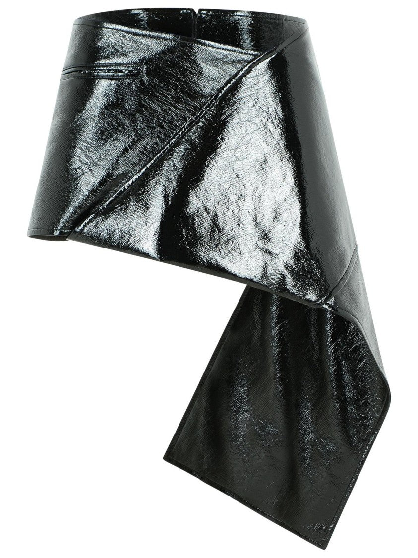 Courrèges Vinyl' Black Cotton Blend Miniskirt