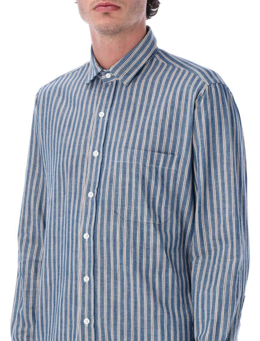 Salvatore Piccolo Tahiti Vertical Stripe Cotton Long Shirt