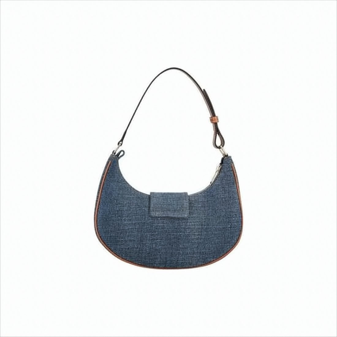 Celine Crescent-Shaped Cotton Shoulder Bag With Metallic Logo