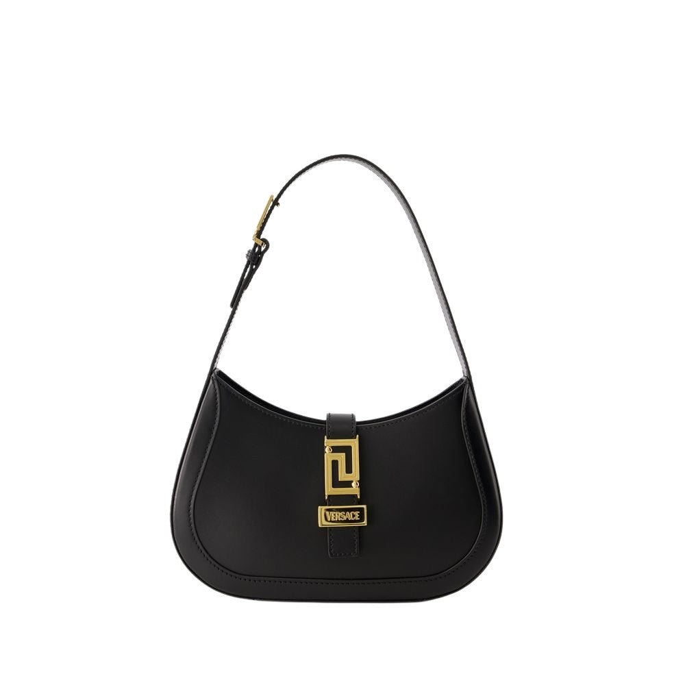 Versace Greca Goddess Small Hobo Bag - Leather - Black
