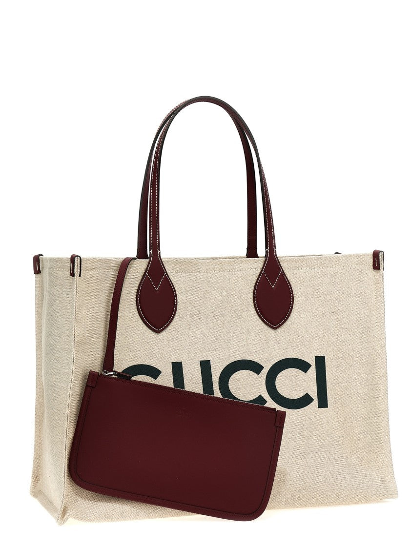Gucci Canvas Tote Bag With Leather Details