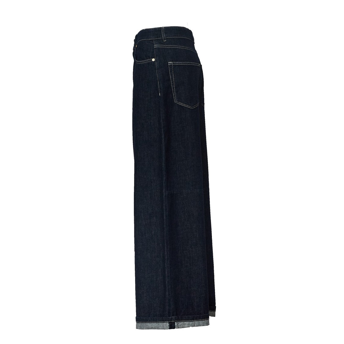 Max Mara Wide Leg Indigo Denim Jeans With Kapok Blend