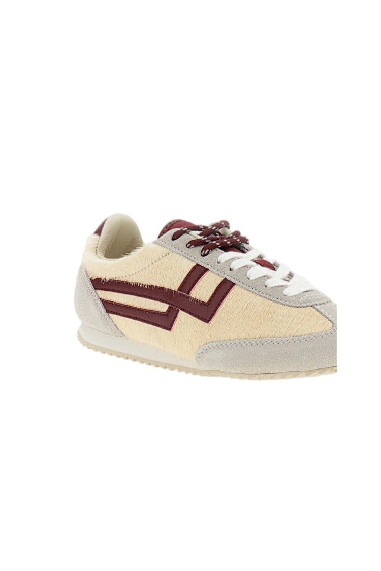 Pro Red Ivory Racer 77 Calf Hair Leather Sneakers