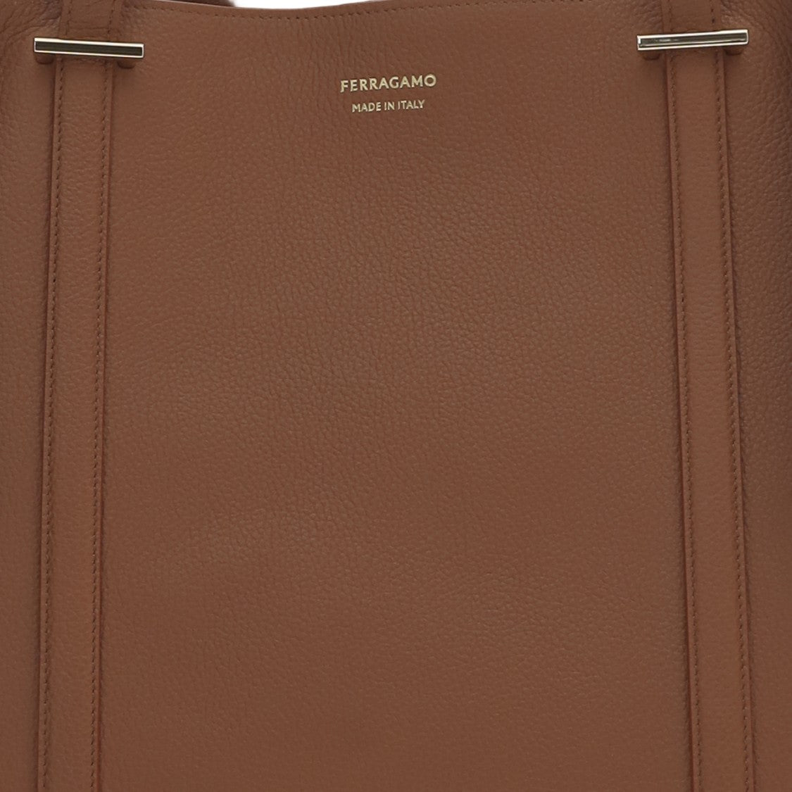 Salvatore Ferragamo Trapezoidal Leather Shoulder Bag With Golden Accents