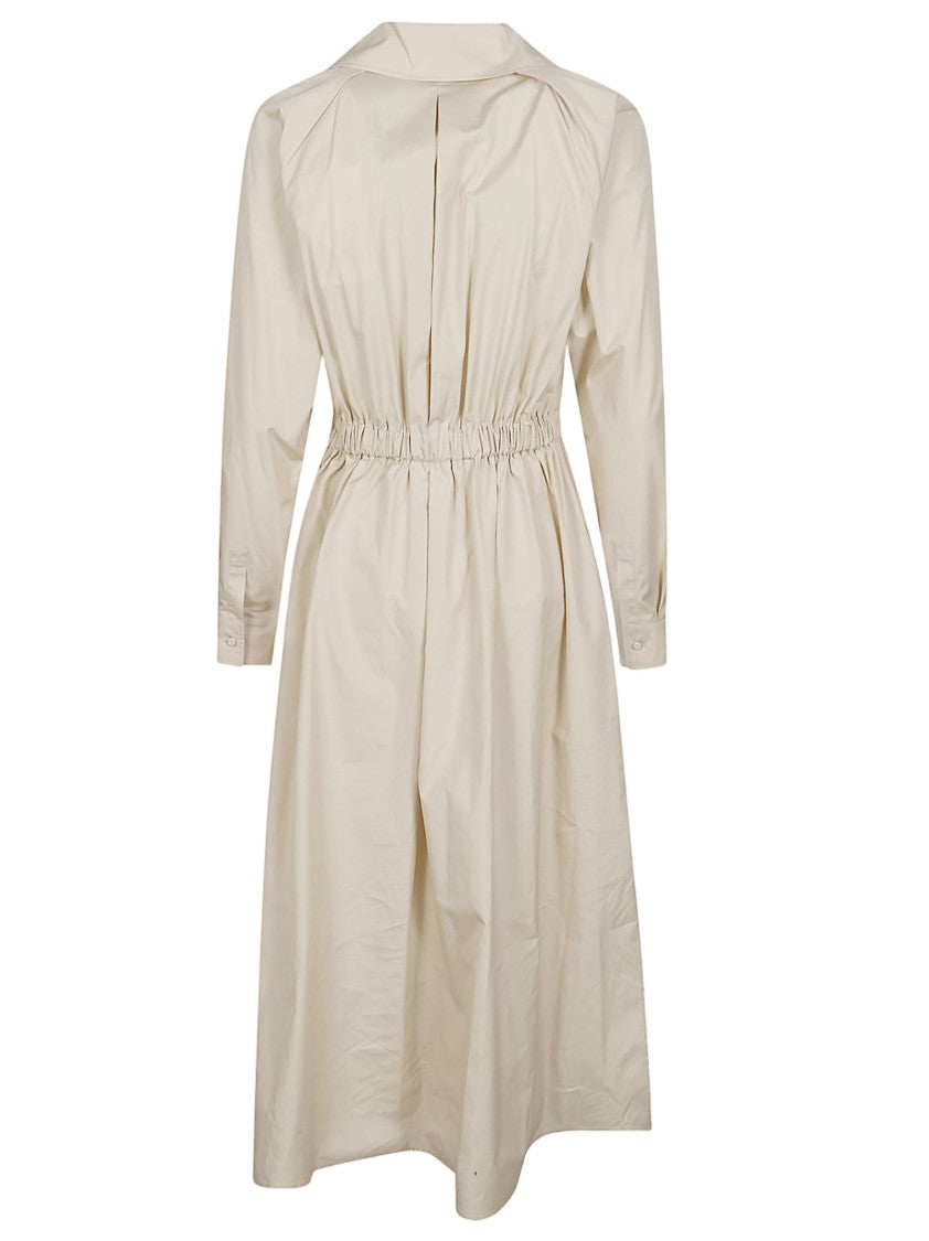 Max Mara V-Neck Dress With Drawstring Front And Elegant Collar
