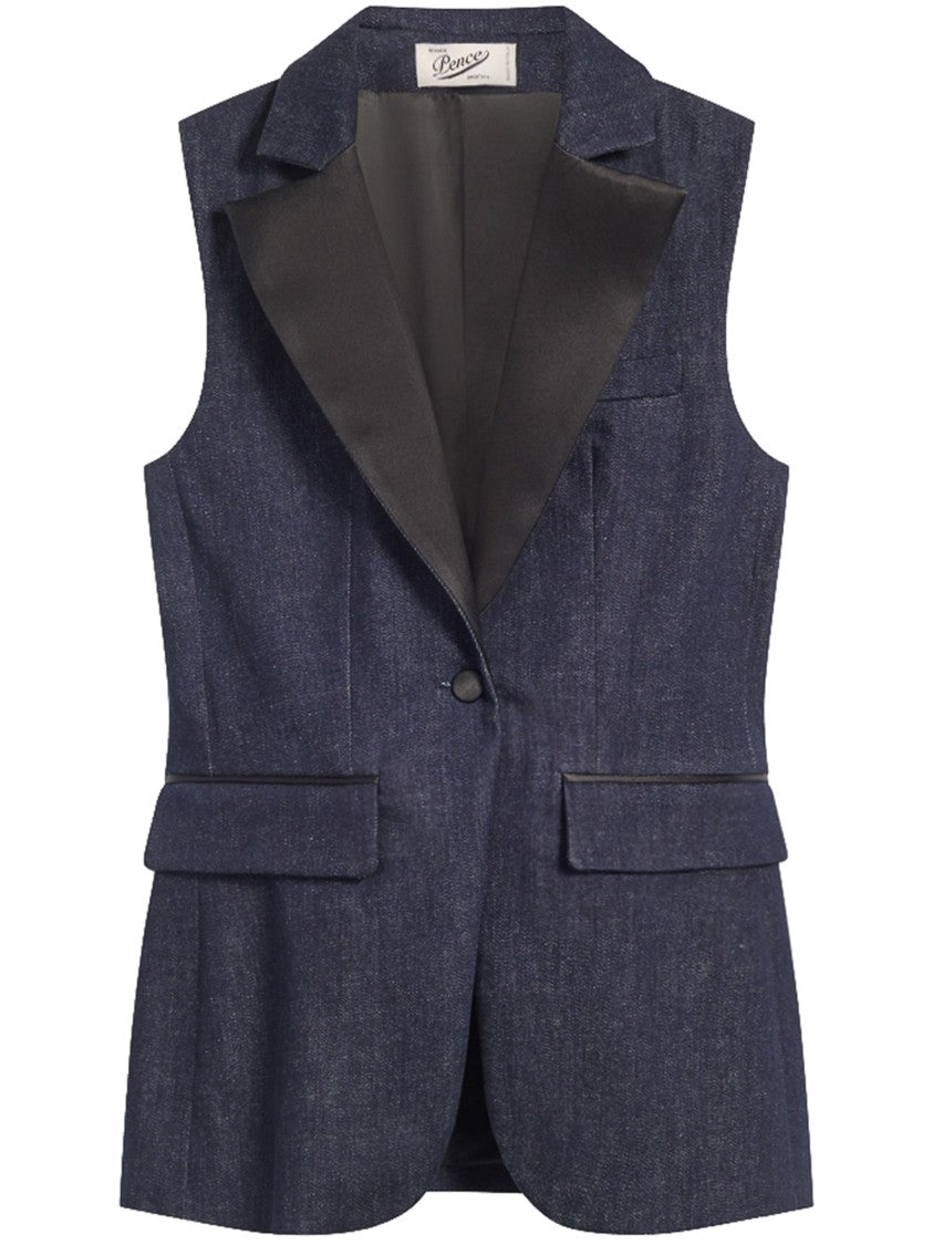 Pence Navy Diva Tailored Sleeveless Wool Vest