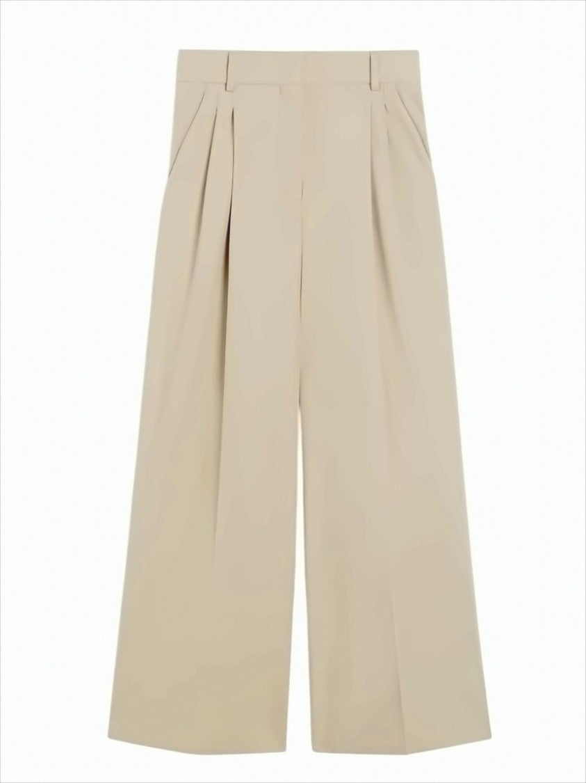 Weekend High-Waisted Wide-Leg Trousers In Smooth Cotton Gabardine