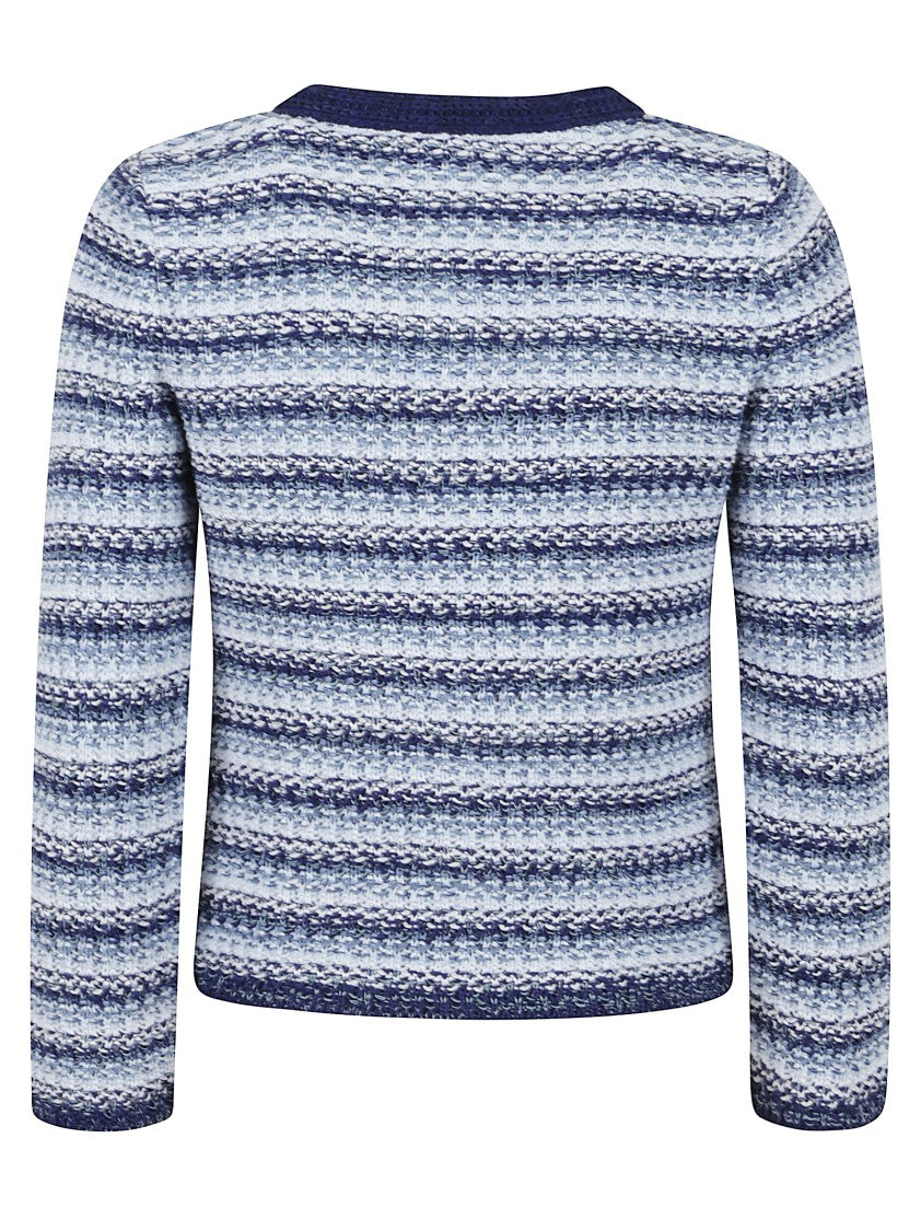 Charlott Textured Blue Charlott Jacket With Round Neckline