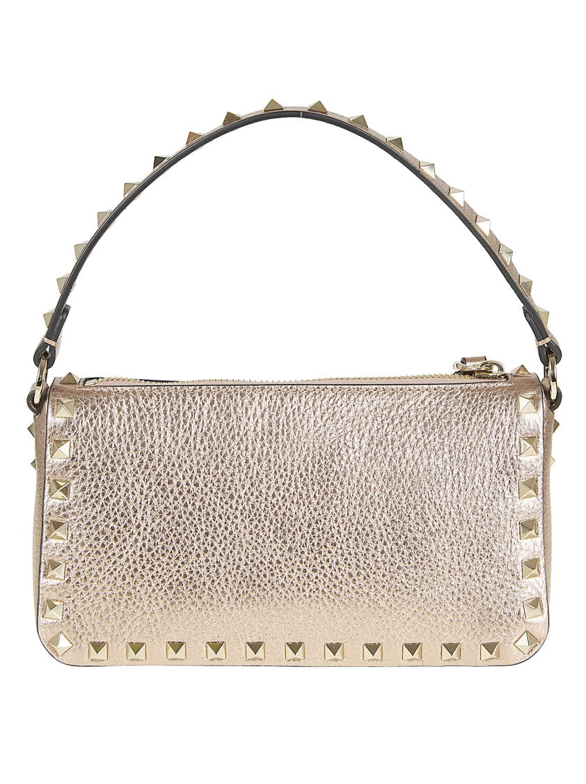 Valentino Garavani Compact Grained Calfskin Shoulder Bag With Platinum Studs