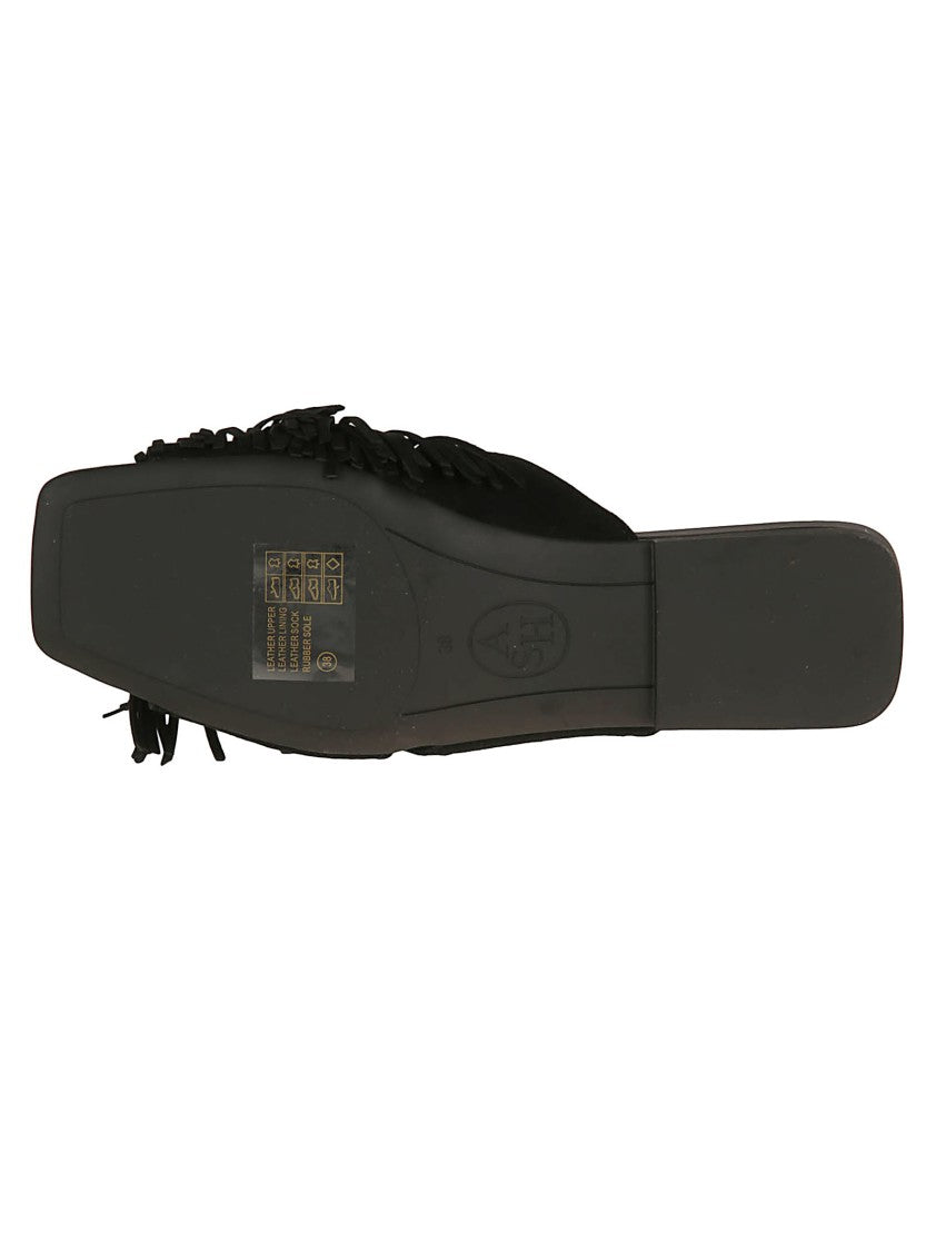 Ash Brigitte Flat Black Suede Sandals