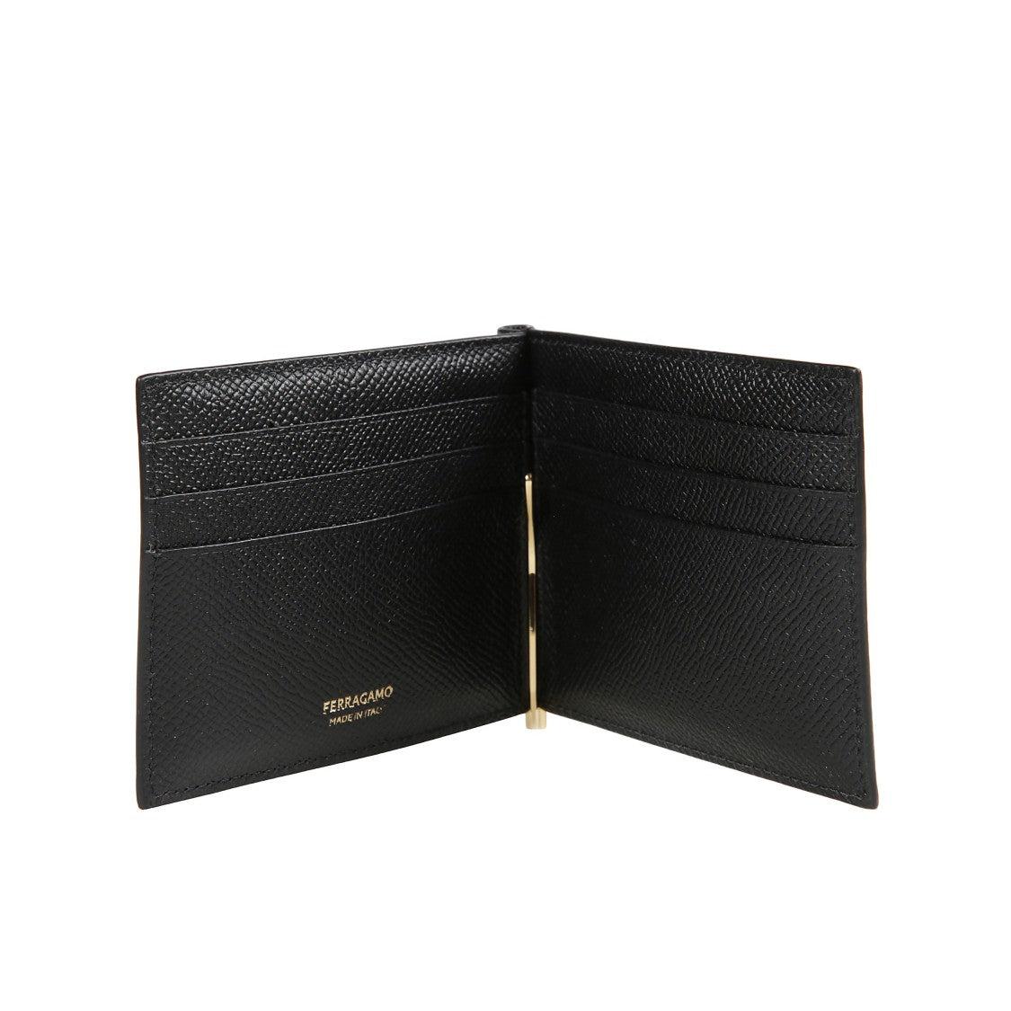 Ferragamo Compact Wallet With Micro Gancio Texture