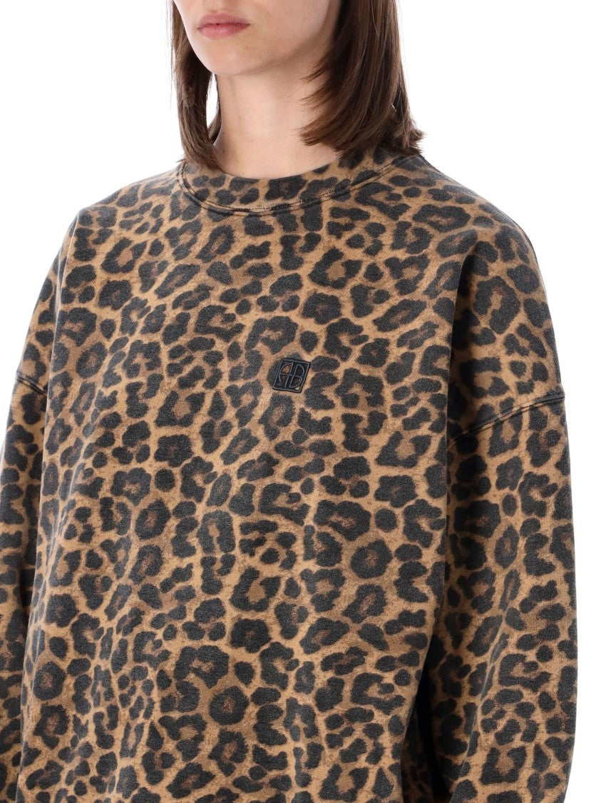 Anine Bing Miles Leopard Cotton Sweatshirt