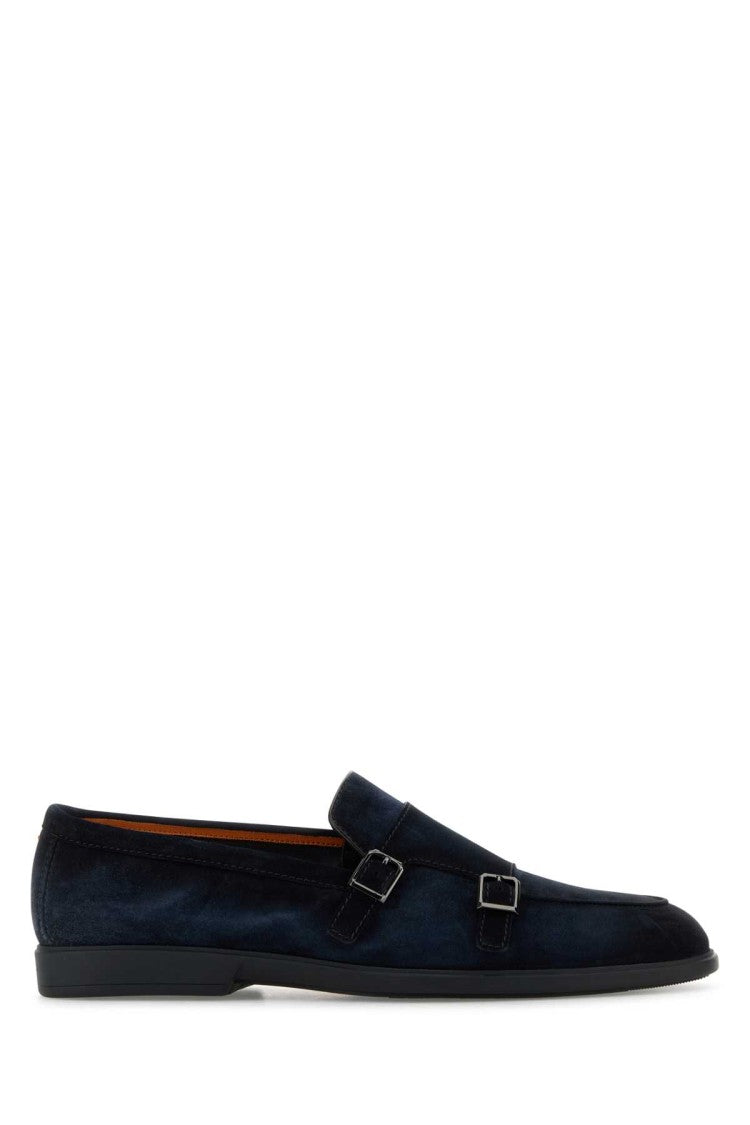 Santoni Midnight Blue Suede Pura Loafers