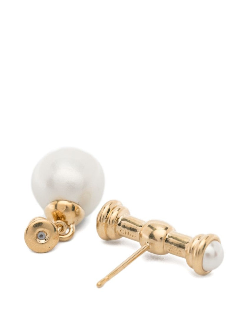 Chloé Gold-Toned Pearl Accents Charm Earrings