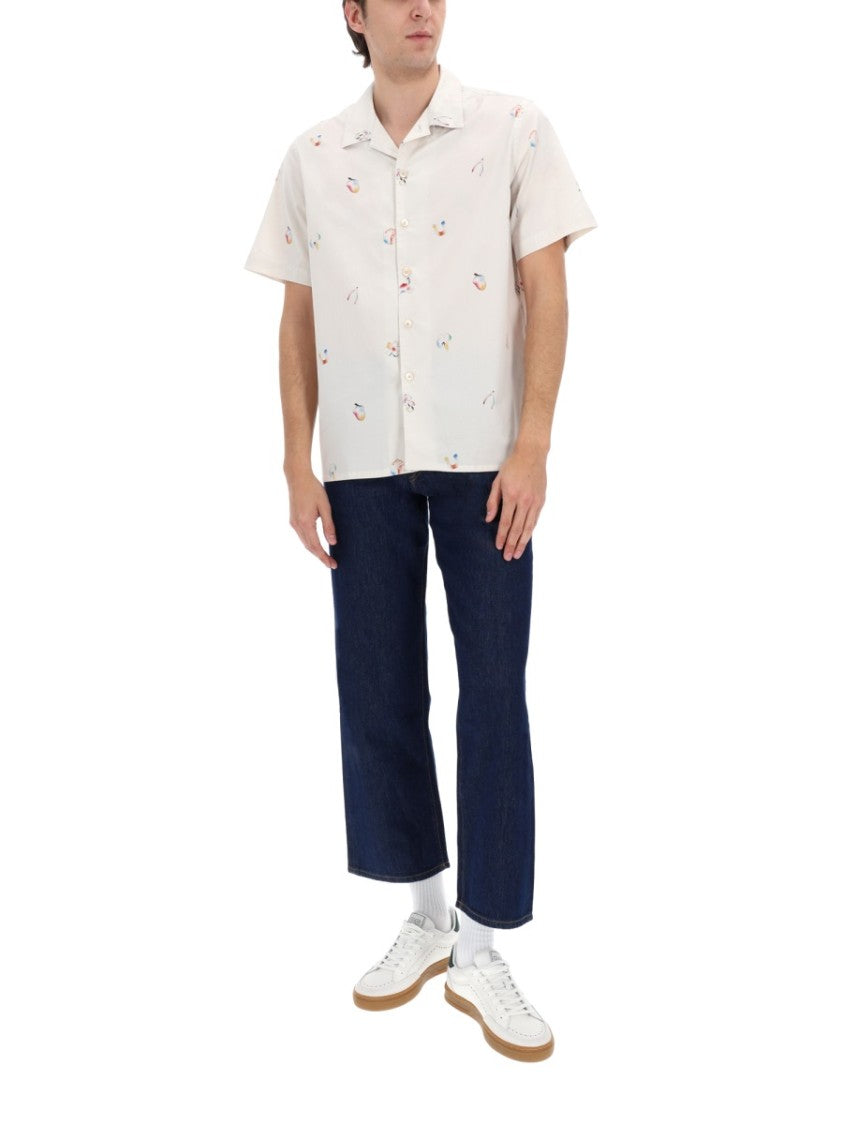 Ps Paul Smith Abstract Printed Cotton Short-Sleeve Casual Shirt